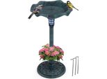 Costway Mangiatoia Per Uccelli Con Luce Solare, Vaso Per Fiori, Mangiatoia Per Uccelli E Supporto, Mangiatoia Per Uccelli Retrò, Mangiatoia Per Uccelli Ø43X76Cm Verde