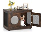 Gabbia Per Cani Costway, Box Per Cani In Stile Arredamento Con Porta E Finestra In Pc, Gabbia Per Cani Di Piccola E Media Taglia, Cuccia Per Cani Marrone, 82X 47X60 Cm