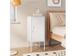 Comodino 'HausjäRvi' 82 X 35 X 35 Cm Mobile In Metallo Maniglia A Sinistra Acciaio Bianco
