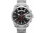 Chronograph Diesel "Mega Chief", Silber (Silberfarben), Armbanduhren, Herren, Chronograph, Quarzuhr, Armbanduhr, Herrenuhr, Stoppfunktion, Edelstahlarmband