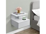 Mensola A Muro 'Amberg' Comodino Sospeso 40 X 35 X 31 Cm Con Cassetto E 2 Ripiani Bianco