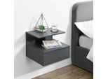 Mensola A Muro 'Amberg' Comodino Sospeso 40 X 35 X 31 Cm Con Cassetto E 2 Ripiani Grigio Scuro