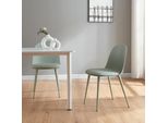 Sedia Da Pranzo 'Kangasala' Set Di 2 Imbottite In Metallo Ecopelle 81 X 45 X 52 Cm Grigio-Verde