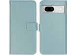 Cover Per Google Pixel 8A - Vera Pelle - Selencia Flip Cover - Azzurro
