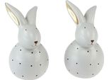 Set Di Figurine Per La Decorazione Del Coniglietto Di Pasqua: Coniglietto In Ceramica Con Motivo A Pois, 17 Cm, Set Di 2, Decorazione Per La Tavola Di Pasqua