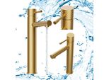 Miscelatore Per Lavabo Granitan | Glami - Alto - Oro Spazzolato - Design Minimalista - Alta Qualità