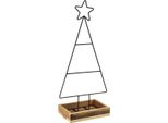 Albero Di Natale Moderno In Metallo Con Stella E Vassoio - 25X18X66 Cm - Decorazione Natalizia Per La Casa
