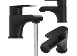 Miscelatore Per Lavabo Granitan | Vito - Nero - Miscelatore Monocomando - Design Moderno - Compatto Ed Ergonomico