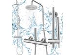 Granitan | Set Doccia Termostatico - Glami Chrome - Soffione A Pioggia Da 200 Mm - Design Moderno - Sicuro Ed Efficiente
