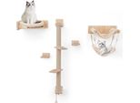 Costway 5 Pcs Parete Di Arrampicata Per Gatti, Tiragraffi Con Piattaforme, Tiragraffi In Iuta, Letto Per Gatti, 2 Amache, Palla&Scalini, Albero Di Arrampicata Per Gatti, Mobili Natura