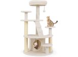 Costway Piccolo Tiragraffi, Albero Di Legno Per Gatti, Tiragraffi Per Gatti Con Grotta Per Gatti, Palla, Scala, Piattaforme E Tiragraffi, Albero Da Arrampicata Per Gatti, Gatti Beige