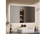 Emke Specchio Da Bagno A Led 100X60Cm Specchio Da Bagno Con Illuminazione Specchio Illuminato Bianco Freddo Specchio Da Parete Con Interruttore A Sfioramento Specchio Per Il Trucco