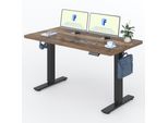 Scrivania Flexispot Regolabile In Altezza 140X80Cm, Portata 100 Kg, Con Protezione Anticollisione, Piano D'appoggio Monoblocco, 4 Funzioni Di Memoria (Marrone)