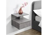 Mensola A Muro 'Amberg' Comodino Sospeso 40 X 35 X 31 Cm Con Cassetto E 2 Ripiani Effetto Cemento