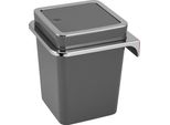 Bremermann Contenitore Per Cosmetici Savona Incl. Supporto A Parete // Con Coperchio Girevole // Secchio Da Bagno, Plastica, 6 Litri Grigio, Quadrato)