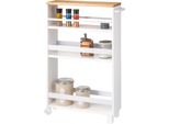 Carrello A Nicchia Per Cucina Eluno, Carrello Per Cucina, Organizzatore Per Bagno A 3 Livelli, Legno, Bianco