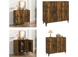 Vidaxl Credenza In Rovere Fumé 90X34X80 Cm In Legno - Credenza - Credenza - Armadio - Armadio Portaoggetti