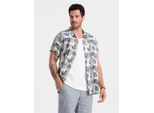 Ombre Clothing Camicia Da Uomo A Maniche Corte Makau Blu-Bianco M