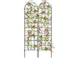 Costway Traliccio In Metallo, Set Di 2, Recinzione Da Giardino, Traliccio Autoportante, Traliccio Da Giardino Da Inserire, Traliccio Per Fiori E Ortaggi Nero 220X50 Cm