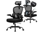 Comhoma Sedia Ergonomica Per Ufficio, Sedia Da Scrivania Con Poggiatesta 3D E Supporto Lombare, Design Con Appendiabiti Integrato, Bracciolo Ribaltabile, 150 Kg