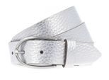 Vanzetti Pelle Cintura Glitter Radiance 30Mm Metallic Belt W80 Silver Metallic Argentato