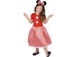 Costume Da Topo Carino Per Bambina Rosso-Bianco-Nero - 110/116 (5-6 Anni)