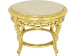 Tavolino Barocco Grande Casa Padrino Con Piano In Marmo Oro/Crema Ø 70 X H. 45 Cm - Tavolino Rotondo In Stile Antico - Mobili Da Salotto Barocchi