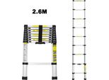 Jopassy Scala Telescopica Scala Di Prolunga Scala Pieghevole Scala A Gradini Stabile In Alluminio 2,6 M Argento Senza Ganci