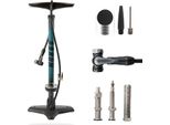 Aaron Sport One Pompa Da Pavimento Per Bicicletta Con Manometro Per Tutte Le Valvole, Pompa Da Bicicletta Ad Alta Pressione Per Bici Da Strada, Pompa Ad Aria, Pompa Con Attacco A Sfera (Blu)