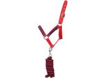 Hy - Set Di Cavezza E Guinzaglio Per Cavalli "Tractor Rock"" BZ4214 (Completo) (Blu Navy/Rosso)"