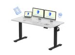 Flexispot Scrivania Regolabile In Altezza 160X80Cm, Portata 100 Kg, Con Protezione Anticollisione, Piano D'appoggio Monoblocco, 4 Funzioni Di Memoria (Bianco)