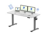 Flexispot Scrivania Regolabile In Altezza 160X80Cm, Portata 100 Kg, Con Protezione Anticollisione, Piano D'appoggio Monoblocco, 4 Funzioni Di Memoria (Bianco)