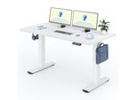 Flexispot Scrivania Regolabile In Altezza 140X80Cm, Portata 100 Kg, Con Protezione Anticollisione, Piano D'appoggio Monoblocco, 4 Funzioni Di Memoria (Bianco)