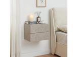 Comodino Sospeso 'Ampfing' Con 2 Cassetti 40 X 29 X 30 Cm Aspetto Cemento, Chiaro