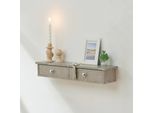Scaffale A Muro 'Geeste' Con 2 Cassetti Scaffale Pensile 60 X 15 X 10 Cm Aspetto Cemento, Luce