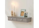 Scaffale A Muro 'Geeste' Con 2 Cassetti Scaffale Pensile 60 X 15 X 10 Cm Grigio Chiaro
