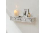 Scaffale A Muro 'Geeste' Con 2 Cassetti Scaffale Pensile 60 X 15 X 10 Cm Aspetto Marmo, Bianco