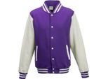 Just Hoods JH043 | Giacca Varsity / Giacca College - Colore: Viola/Bianco - Taglia: L