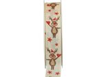 Nastro Natalizio Renna Crema Nastro Regalo 25Mm 20M Nastro Decorativo Nastro Tessuto Natale