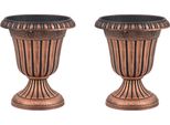 Costway 2 Fioriere, Altezza 46,5 Cm, Fioriere Con Piedistallo E Foro Di Drenaggio, Vasi Da Fiori Decorativi, Plastica Pp, Resistenti Alle Intemperie, Fioriera Bronzo