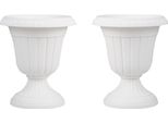 Costway 2 Fioriere, Altezza 46,5 Cm, Fioriere Con Piedistallo E Foro Di Drenaggio, Vasi Da Fiori Decorativi, Plastica Pp, Resistenti Alle Intemperie, Fioriera Bianca