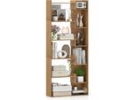 Costway Libreria A 6 Livelli, Scaffale In Legno Con 2 Chiusure A Ribalta, Scaffale Da Esposizione, Scaffale Da Appoggio, 69X22X163Cm, Natura