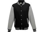 Just Hoods JH043 | Giacca Varsity / Giacca College - Colore: Jet Black/Heather Grey - Taglia: M