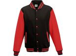 Just Hoods JH043 | Giacca Varsity / Giacca College - Colore: Jet Black/Fire Red - Taglia: S