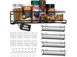 Set Di 4 - Scaffali In Metallo Per Spezie Deco Haus - Scaffali Da Cucina, Scaffali Per Armadi, Organizer Per Spezie, 29 X 6,35 X 5 Cm - (Nero)