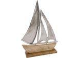 Nave In Metallo Con Legno Di Mango - 40 Cm - Veliero In Alluminio Su Base (Grande)