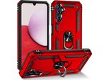 Custodia Per Samsung Galaxy A14 5G A Doppio Strato Robusta, Protezione Militare Con Supporto Ad Anello E Supporto Rosso