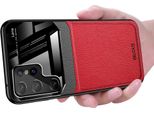 Custodia Per Samsung Galaxy S23 Ultra, Ibrido Tpu Bumper, Antiscivolo, Custodia In Pelle Con Texture Litchi E Vetro Protettivo Rosso