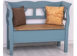 Casa Padrino Panca In Stile Country Azzurro/Marrone 117 X 48 X H. 92 Cm - Panca In Legno Massello Con Contenitore - Mobili In Legno Massello - Mobili In Stile Country - Arredamento In Stile Country