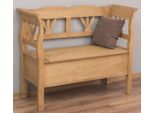 Panca Country Casa Padrino Colore Naturale 117 X 48 X H. 92 Cm - Panca In Legno Massello Con Contenitore - Mobili In Legno Massello - Mobili In Stile Country - Arredamento In Stile Country